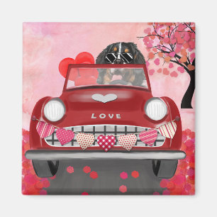 Aimant Bernois Mountain Driving Car avec Coeurs Valentine