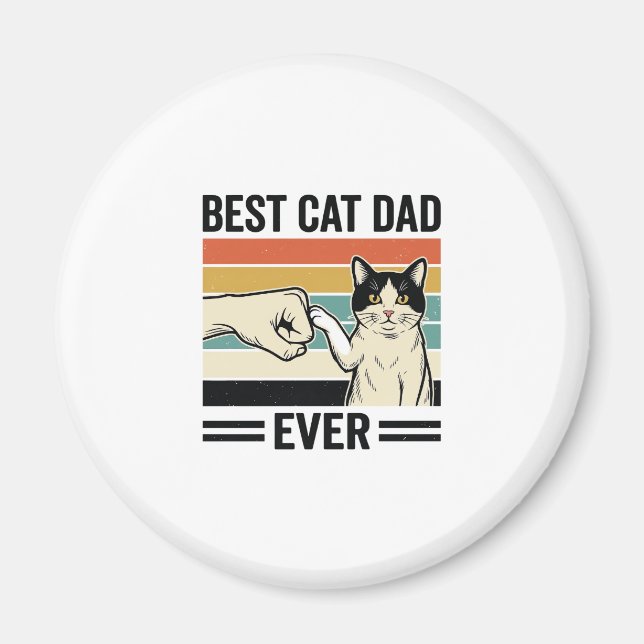 Aimant Best Cat Dad Ever Retro Cat Fist Bump Shirt_1 (Devant)