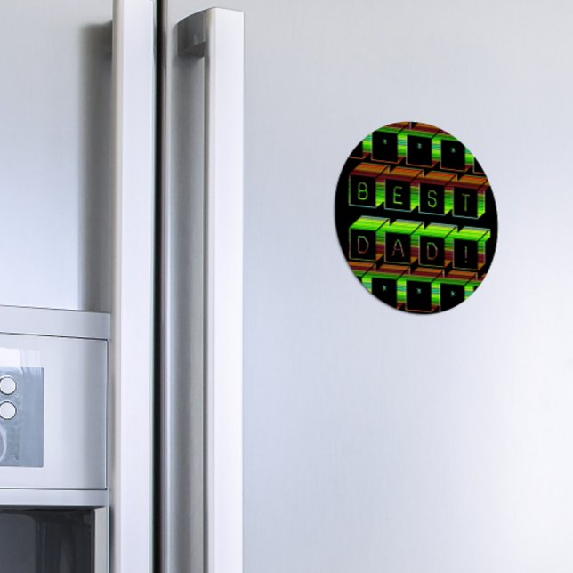 Aimant Best Dad Block Text Green and Brown (Créateur téléchargé)