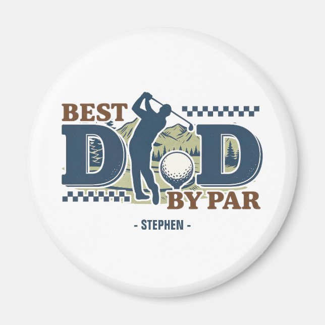 Aimant Best Dad By Par - Golf Papa Silhouette Design (Devant)