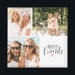 Aimant Best Friends Modern Chic BFF Script Photo<br><div class="desc">Un aimant photo de meilleurs amis avec une pièce pour 3 photos. Personnalisez-le avec des photos de vos seins. Conçu pour vous par Blackberry Boulevard.</div>