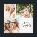 Aimant Best Friends Modern Chic BFF Script Photo<br><div class="desc">Un aimant photo de meilleurs amis avec une pièce pour 3 photos. Personnalisez-le avec des photos de vos seins. Conçu pour vous par Blackberry Boulevard.</div>