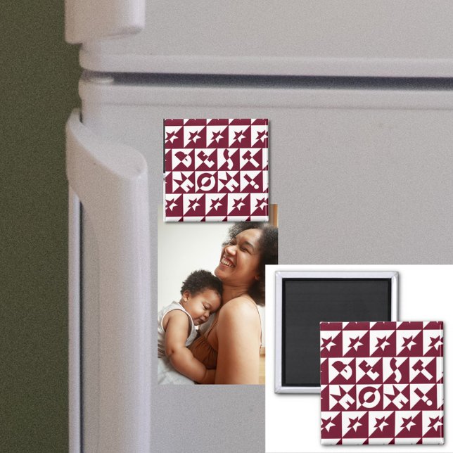 Aimant Best Mama Red and White Pattern with Stars (Créateur téléchargé)