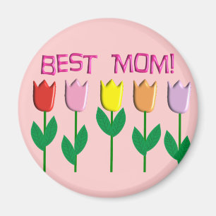 Aimant Best Mom Tulips Concevez des cadeaux