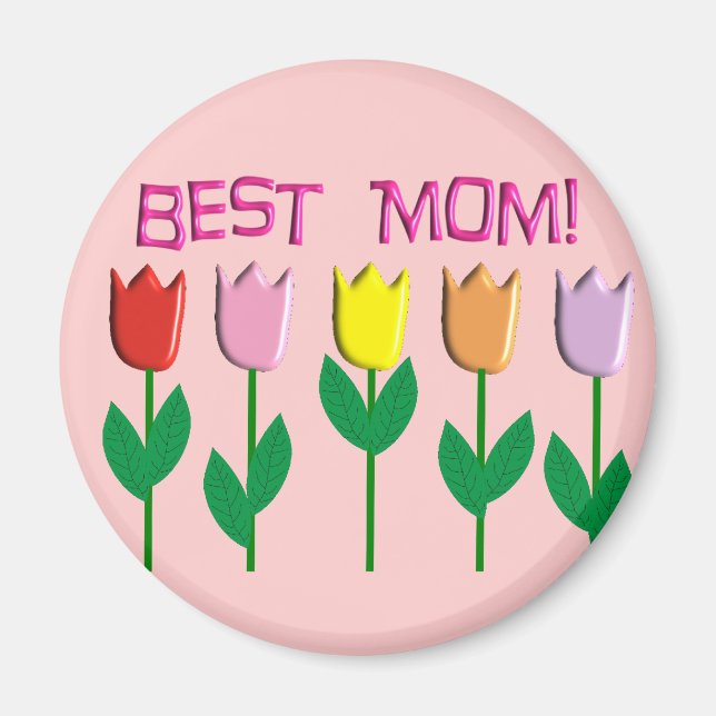Aimant Best Mom Tulips Concevez des cadeaux (Devant)