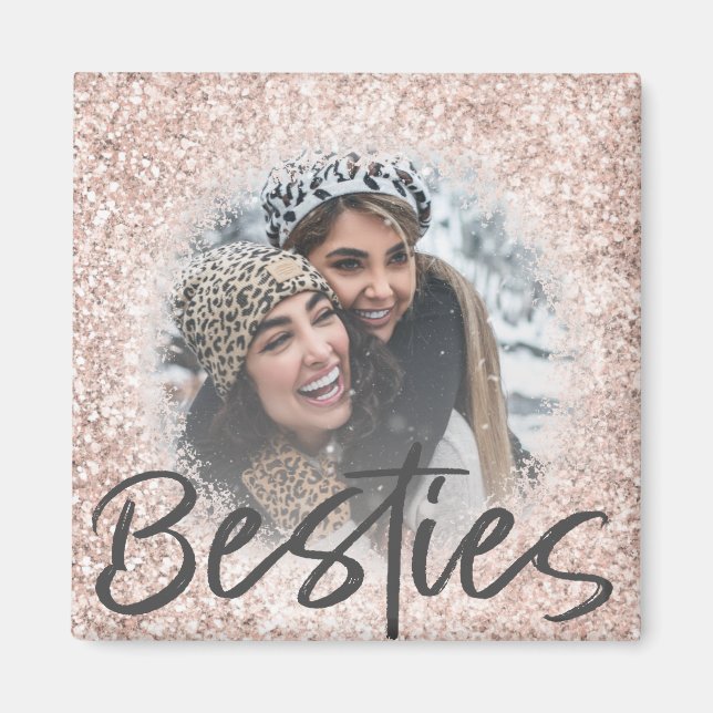 Aimant Bestie Rose Gold Parties scintillant Sparkle Photo (Devant)