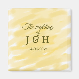 Aimant Beurre jaune pastel le mariage du nom de couple le