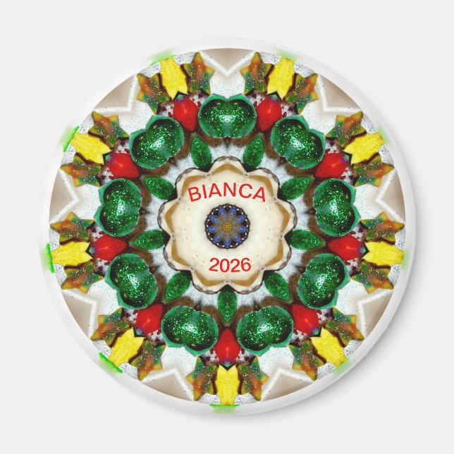 Aimant BIANCA ~ Bougies de Noël Fractale ~  (Devant)