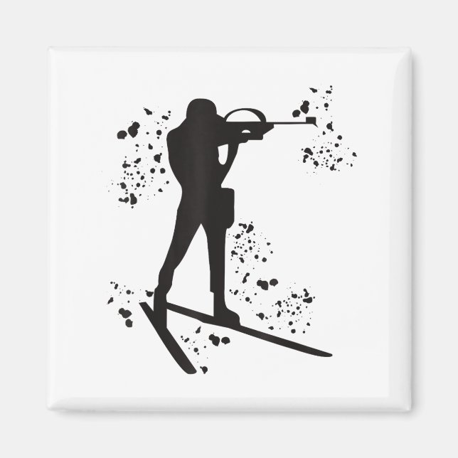 Aimant Biathlète ski nordique biathlon  (Devant)