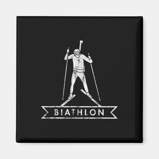 Aimant Biathlon Ski Ski Skier Mountains (Devant)