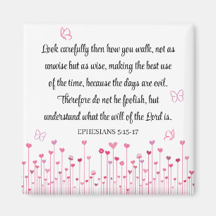 Aimant Bible Verse Coeur Rose Fleurs Femmes