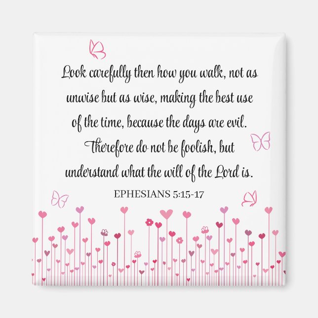 Aimant Bible Verse Coeur Rose Fleurs Femmes (Devant)