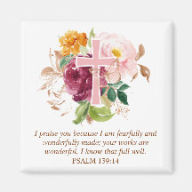Bible Verse Florale Aquarelle Rose Croix