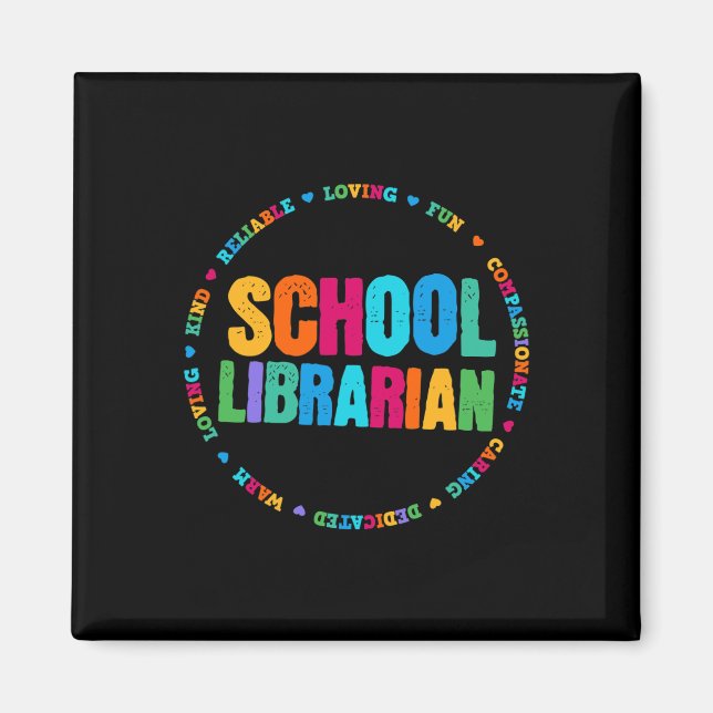 Aimant Bibliothécaire scolaire Tee Rainbow Colorful Libra (Devant)