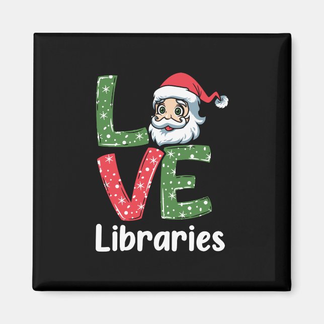 Aimant Bibliothèque d'AMOUR cadeau Xmas jolie Père Noël (Devant)