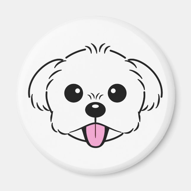 Aimant Bichon blanc mignon Frise Chien Stick Sortie (Devant)