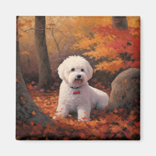 Aimant Bichon Frise à l'automne Feuilles automne Inspire