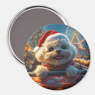Aimant Bichon Frise Dog Roller Dessous de verre Noël