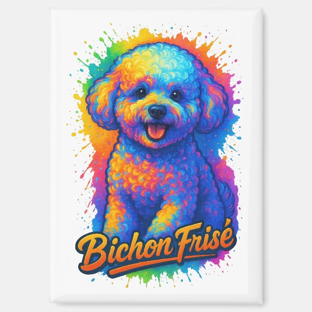 Aimant Bichon Frisé Pop Art Vibrant (Recto)