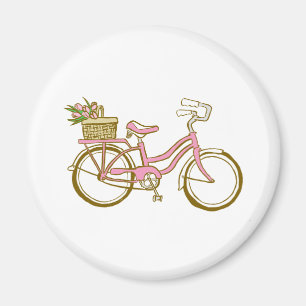Aimant Bicyclette mignonne avec des tulipes
