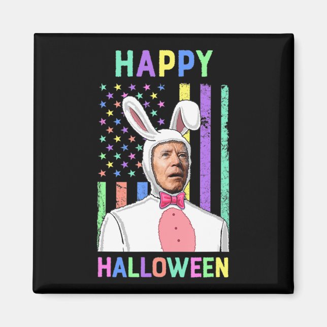 Aimant Biden Pâques Joyeux Halloween Bunny Joe Drapeau de (Devant)