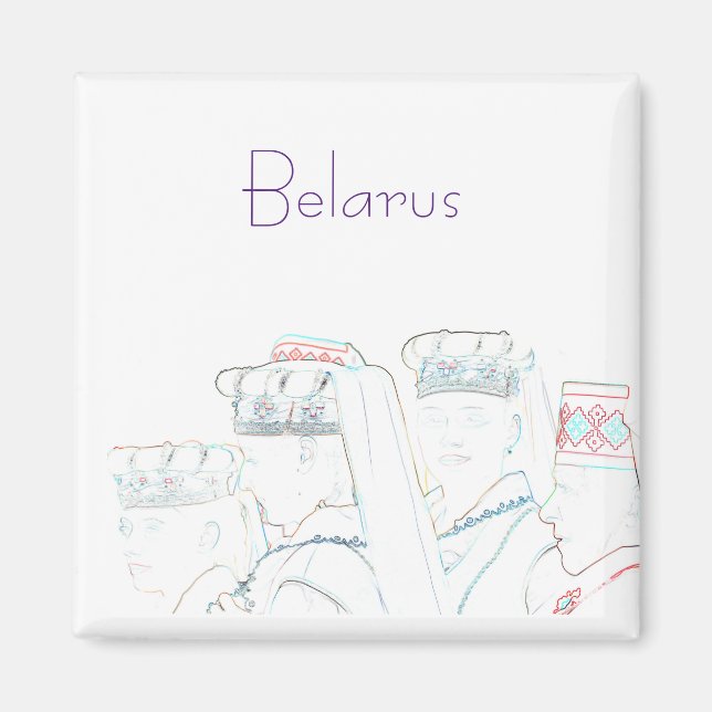 Aimant Biélorussie Biélorussie habillage folklorique Magn (Devant)