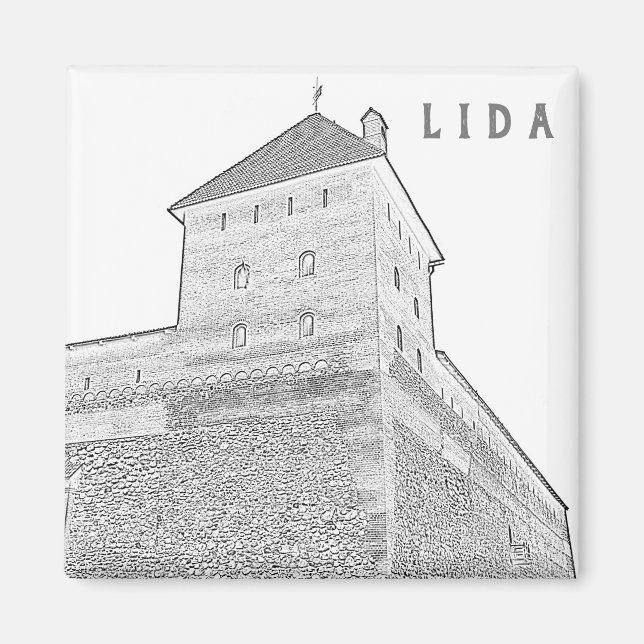 Aimant Biélorussie Lida Cityscape City Castle Architectur (Devant)