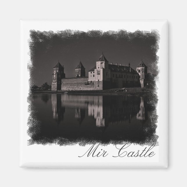 Aimant Biélorussie Mir Château Architecture Peinture Magn (Devant)