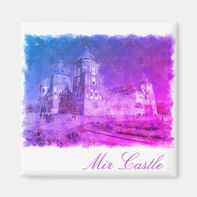 Aimant Biélorussie Mir Château Architecture Peinture Magn (Devant)