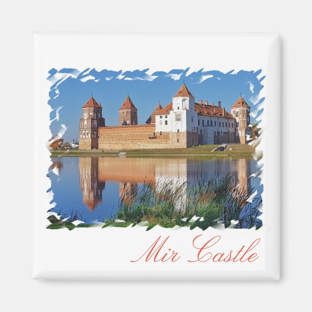Aimant Biélorussie Mir Château Architecture Peinture Magn (Devant)