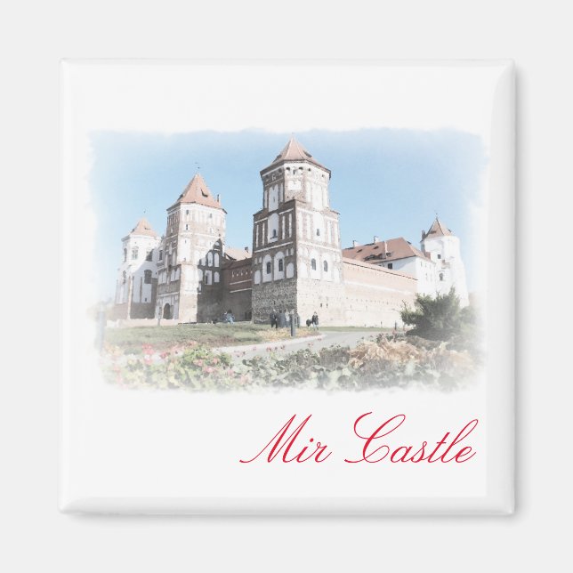 Aimant Biélorussie Mir Château Architecture Peinture Magn (Devant)