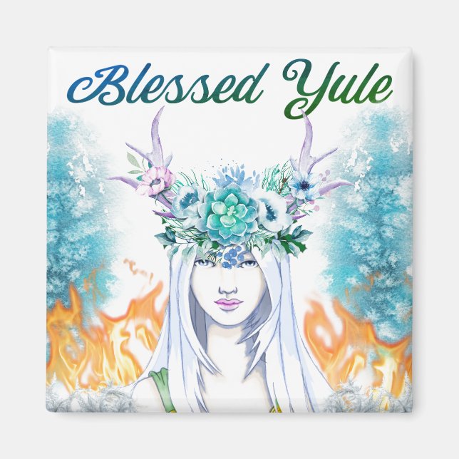 Aimant Bienheureux Yule Woodland Maiden Pagan Holiday (Devant)