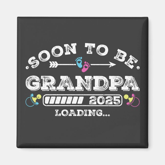 Aimant Bientôt grand-père 2025 Chargement Carré (Devant)