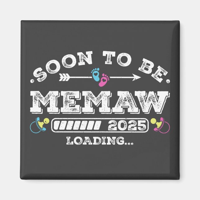 Aimant Bientôt Memaw 2025 Chargement Carré (Devant)