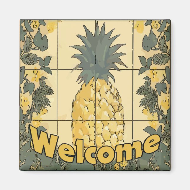 Aimant Bienvenue ananas (Devant)