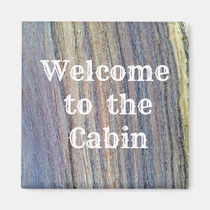 Aimant Bienvenue au Cabine Woodgrain Stripe Guest