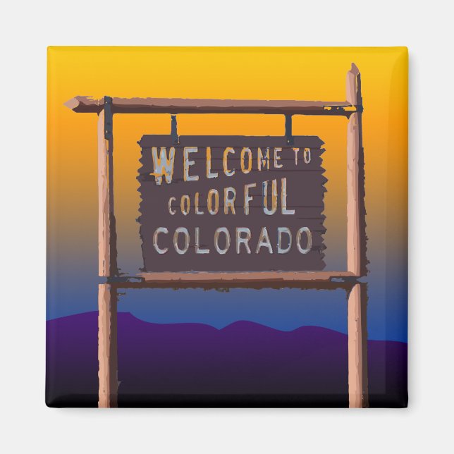 Aimant bienvenue au colorado coloré (Devant)