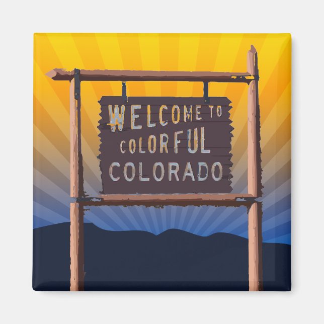 Aimant bienvenue au colorado coloré (Devant)
