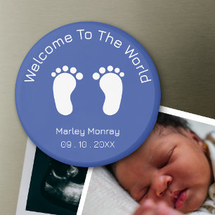 Aimant Bienvenue au monde bébé garçon Nom Date de naissan