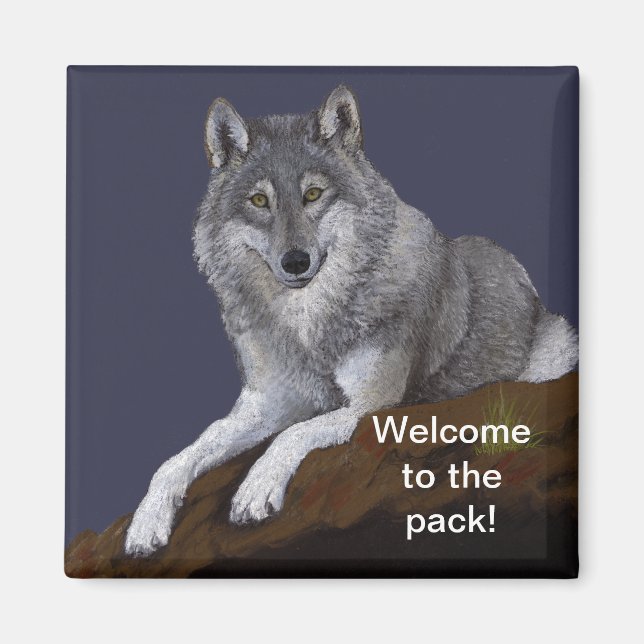 Aimant Bienvenue dans la meute loup (Devant)