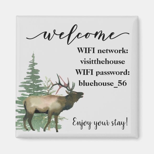 Aimant Bienvenue Location de vacances Cabine Elk WIFI inf (Devant)