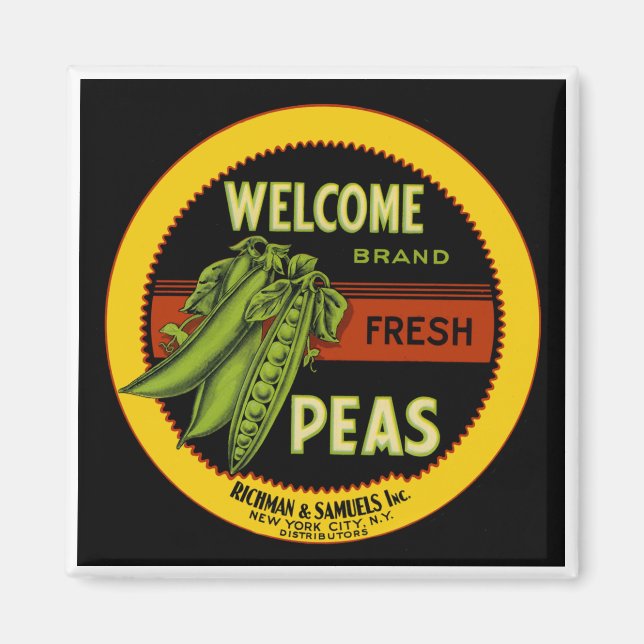 Aimant Bienvenue Peas Étiquette New York (Devant)