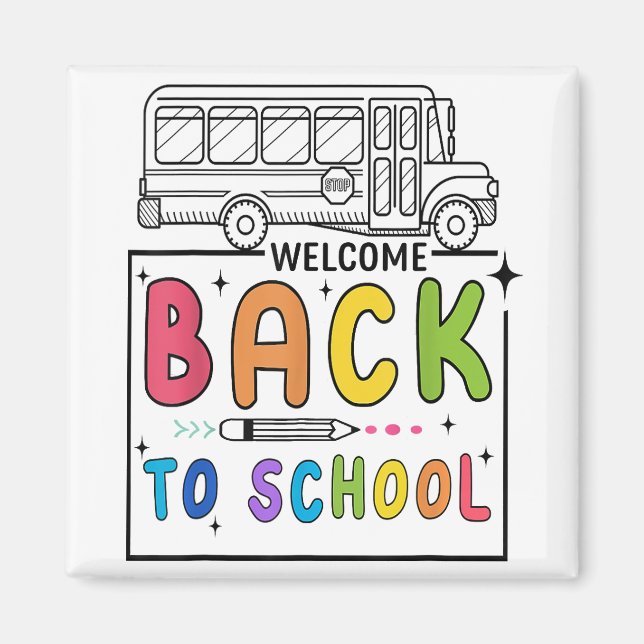 Aimant Bienvenue Retour à l'école Premier jour enseignant (Devant)