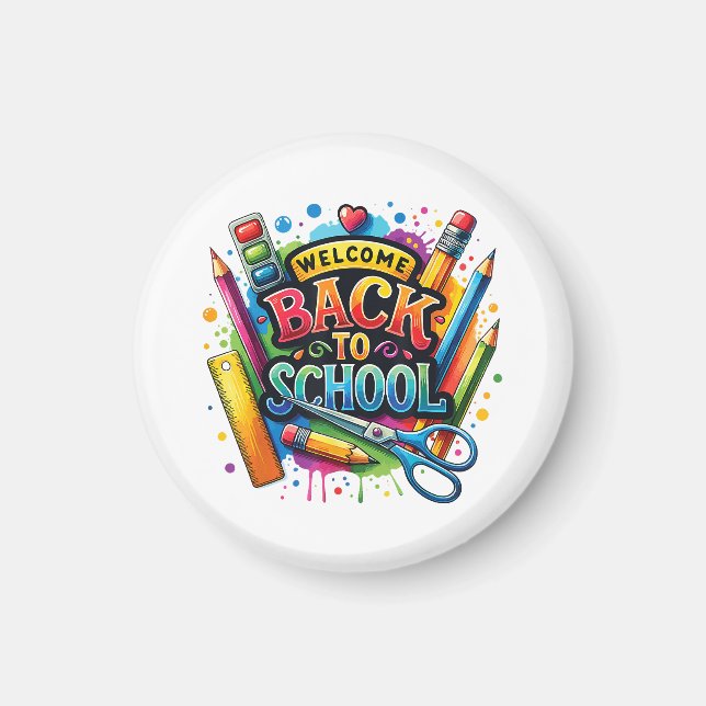 Aimant Bienvenue Retour à l'école Premier jour enseignant (Devant)