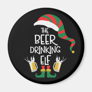Aimant Bière Noël Elf Drôle Typographie Vacances
