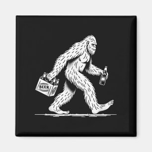 Aimant Bière Retro Bigfoot Boire - Drôle Sasquatch