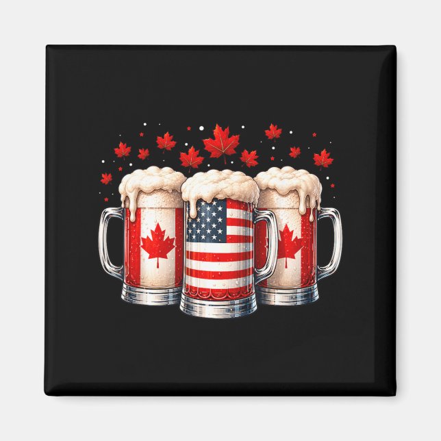 Aimant Bières Patriotique Canada Drapeau États-Unis Feuil (Devant)