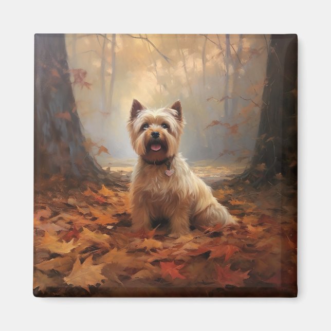 Aimant Biewer Terrier en automne feuilles tombées inspire (Devant)