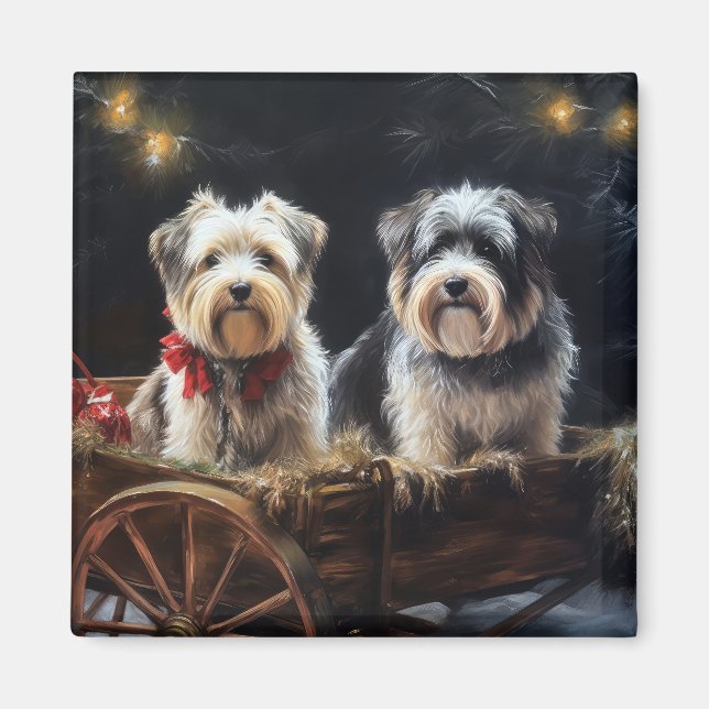 Aimant Biewer Terrier enneigé traîneau Noël décoration (Devant)