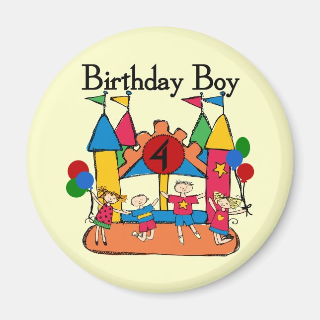 Aimant Big Bounce Boy 4th Birthday Tshirts et cadeaux (Devant)